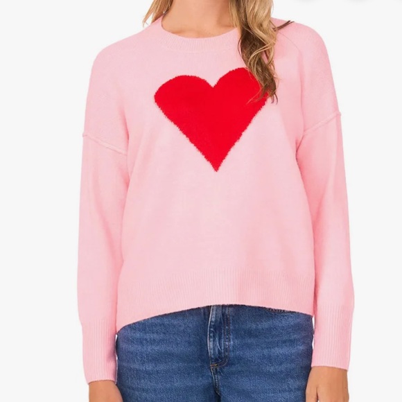 NWT Vince Camuto Heart Sweater Pink Red Graphic Pullover Women's XL - Picture 12 of 12